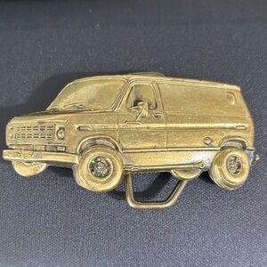 Vintage 1978 Solid Brass Van Belt Buckle